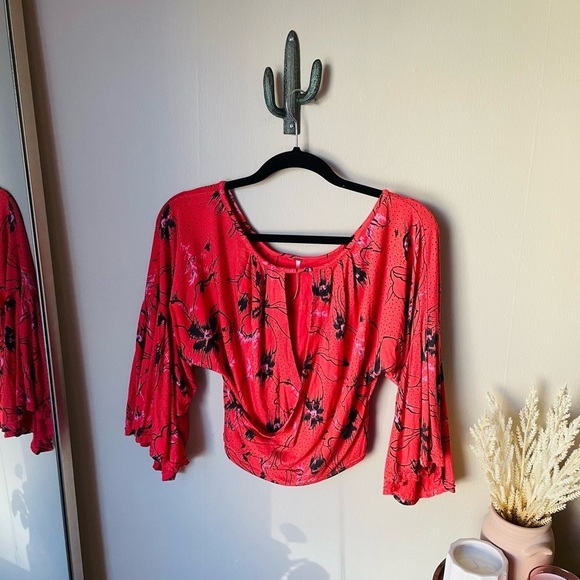 Free People Floral Last Time Bell Sleeve Top - Picture 4 of 11